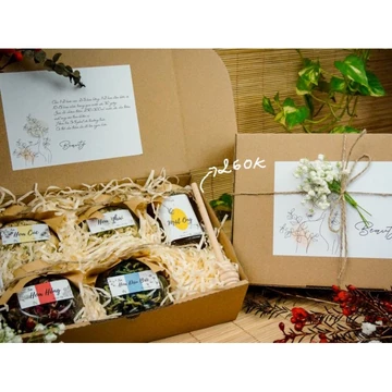 Set quà trà thảo mộc dưỡng nhan Beauty (Trà hoa cúc, trà hoa hồng Tây Tạng, trà nụ nhài, trà hoa đậu biếc, mật ong)