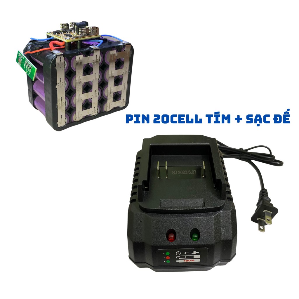 Pin đóng 20 cell Makita 5s4p 18v - 21v Chân pin phổ thông M21 có đèn ...