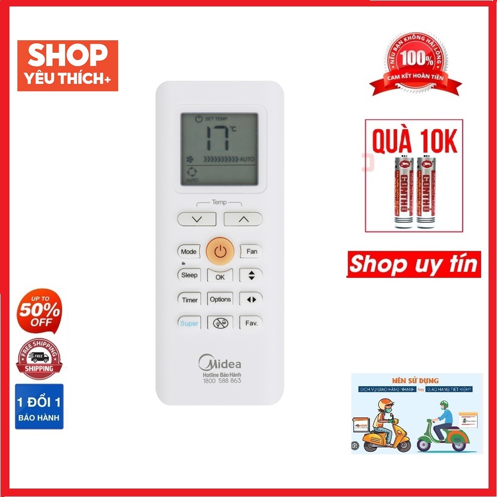 Điều khiển điều hòa midea, Remote máy lạnh midea hàng zin