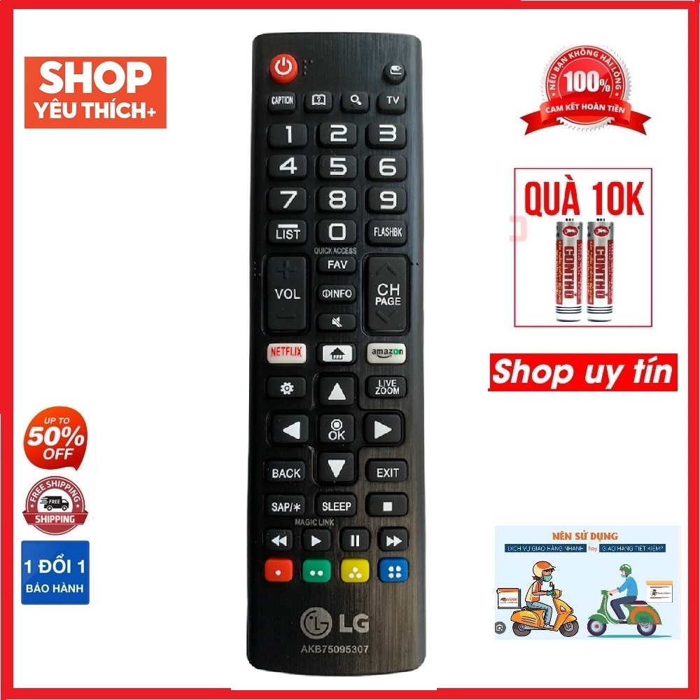 Điều Khiển TiVi LG AKB75095307 hàng tốt chính hãng zin theo máy tương thích với tất cả các dòng tivi LG smart internet