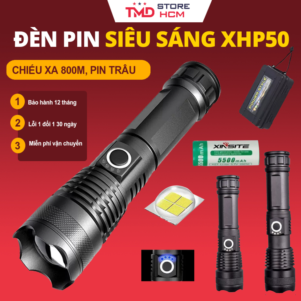 Đèn Pin Siêu Sáng Cầm Tay - Đi mua pin trâu dùng tới 6 tiếng, chip led ...