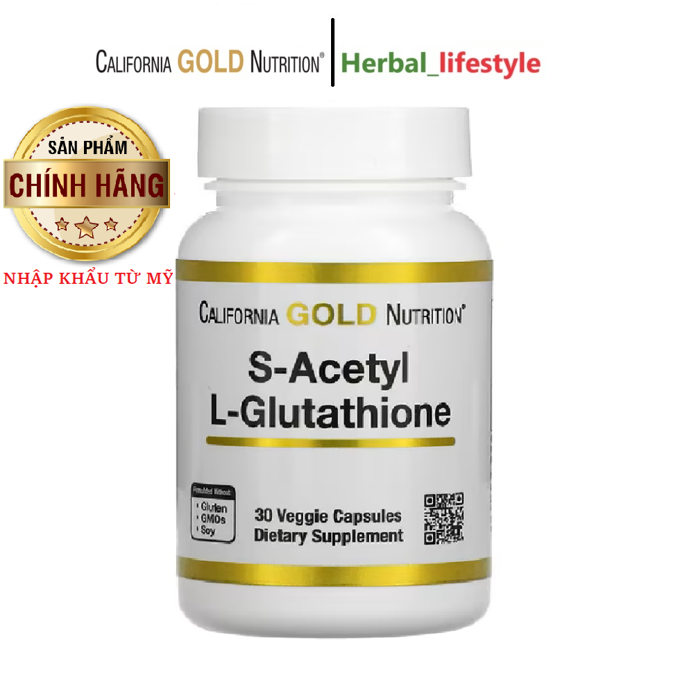 Bổ Sung S-Acetyl L-Glutathione, 100 mg, Hãng California Gold Nutrition, 30 Viên