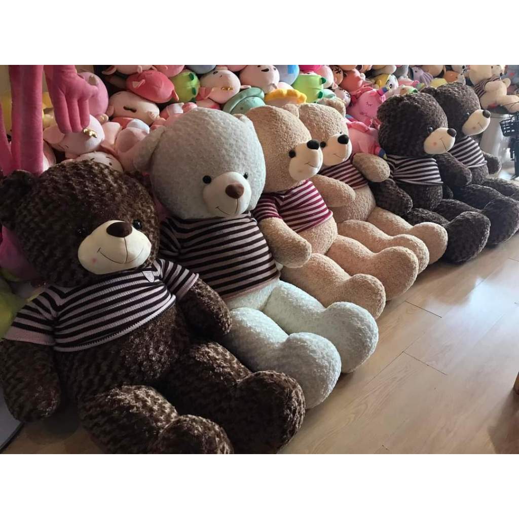 Gấu Bông Ôm Ngủ Teddy Cao Cấp Gấu Ôm Ngủ Siêu To Teddy Mặc Áo Len Chất Liệu Vải Lông Xoắn Mềm Mại