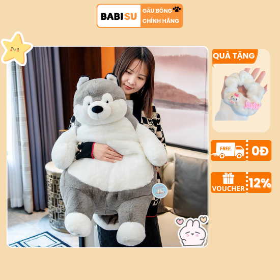 Gấu Bông Chó Husky Bụng Béo Gấu Bông Husky Vô Tri Đáng Yêu Chất Liệu Vải Lông Thỏ Cao Cấp