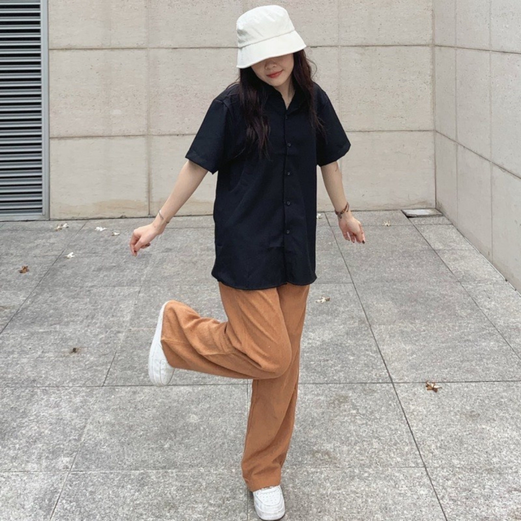 Ảnh Áo Sơ Mi Bigsize Nữ Tay Ngắn Form Rộng Thoải Mái Vải Mềm Ít Nhăn Đi Học Đi Làm SMHS 3