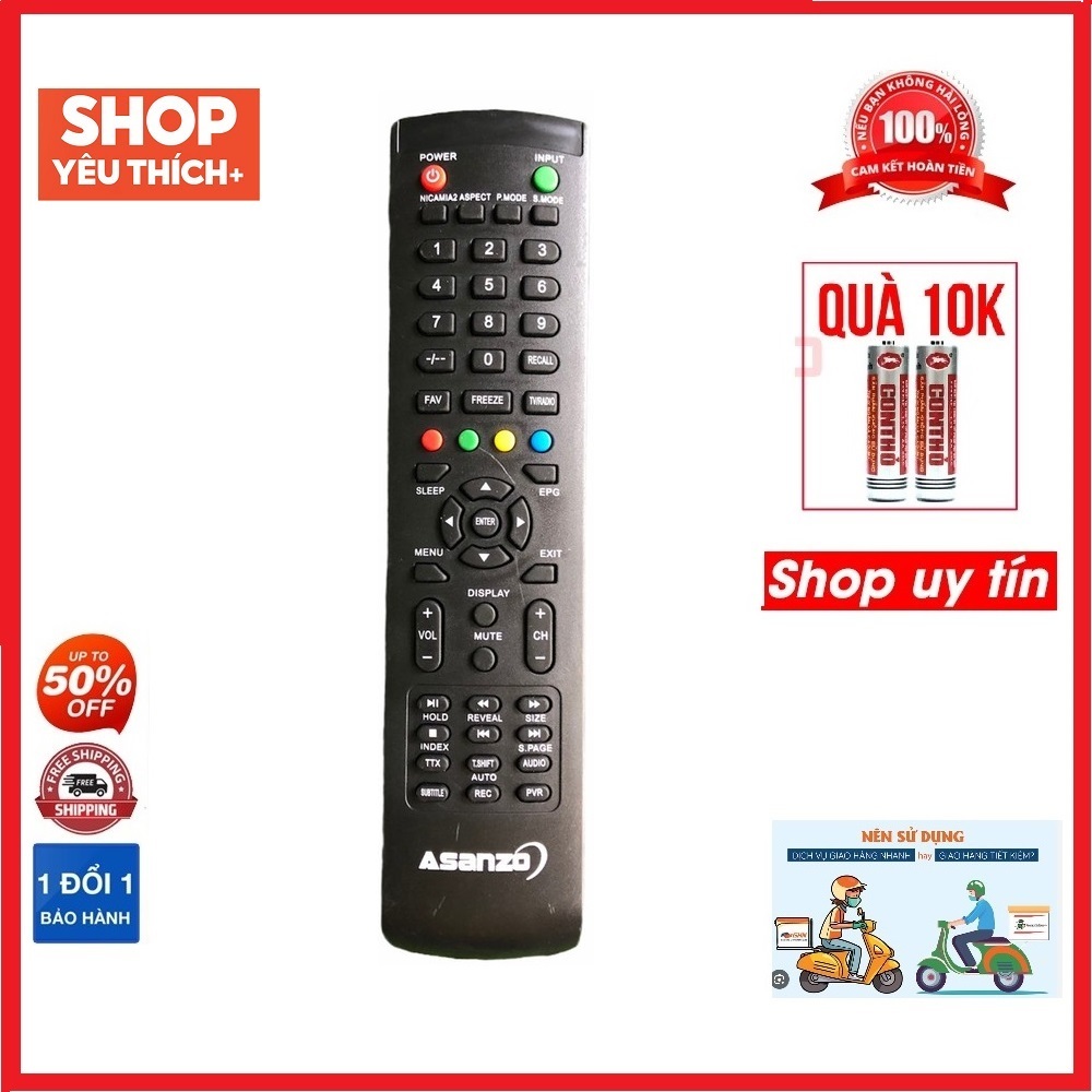 Điều khiển tivi ASANZO dòng LED LCD loại có nút xanh ở trên cùng ,Remote từ xa tivi ASANZO led lcd
