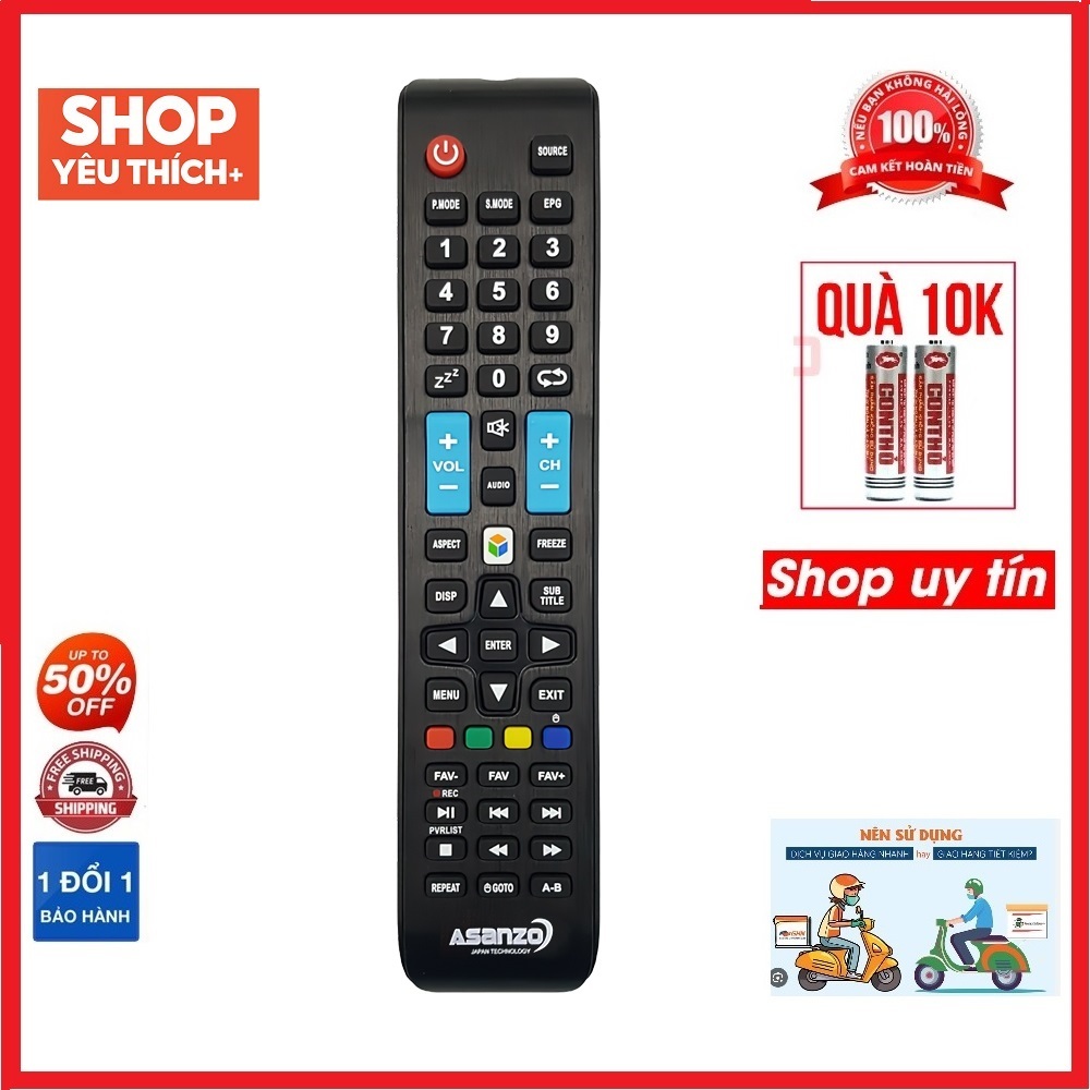 Điều khiển tivi Asanzo smart internet loại dài  - Tặng kèm pin - Remote Asanzo tivi có mạng internet hàng zin theo máy