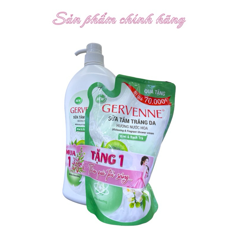 Sữa Tắm GERVENNE Kiwi & bạch trà 1,2 lít Tặng Túi 600g
