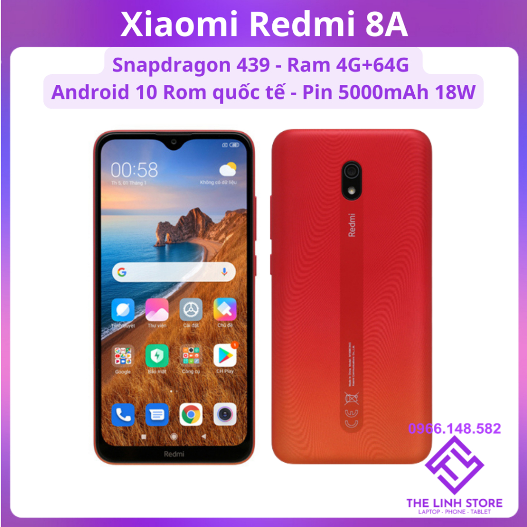 Điện thoại Xiaomi Redmi 8A Rom Quốc tế sẵn - Ram 4G 64G Pin 5000mAh ...