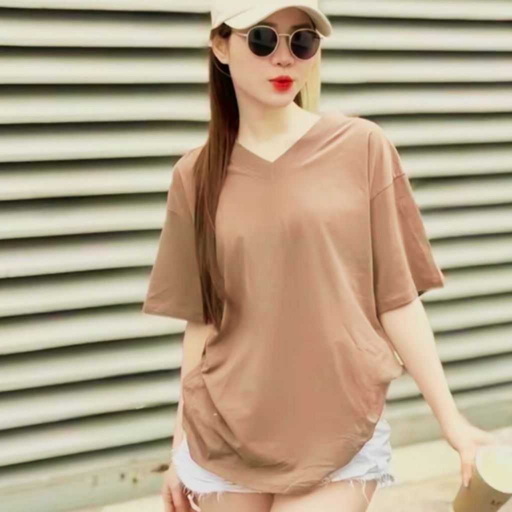 Áo Thun Nữ Cổ Tim Bigsize ESHOP Áo Phong Nữ Form Rộng Thun Giấy Mặc Mát Mùa Hè Dễ Thương Xinh AG68