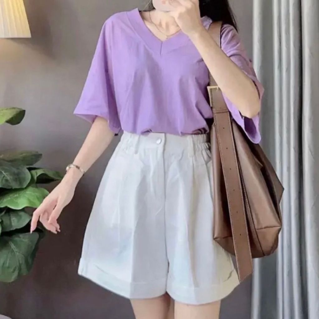 Áo Thun Nữ Cổ Tim Bigsize ESHOP Áo Phong Nữ Form Rộng Thun Giấy Mặc Mát Mùa Hè Dễ Thương Xinh AG68