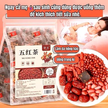 Trà Hoạt Huyết Ngũ Hồng Thang, Trà Đường Nâu Táo Đỏ Đậu Phộng Hắc Kỷ Tử Dưỡng Nhan Ích khí Bổ Huyết - Ăn Vặt Nhà Nhi
