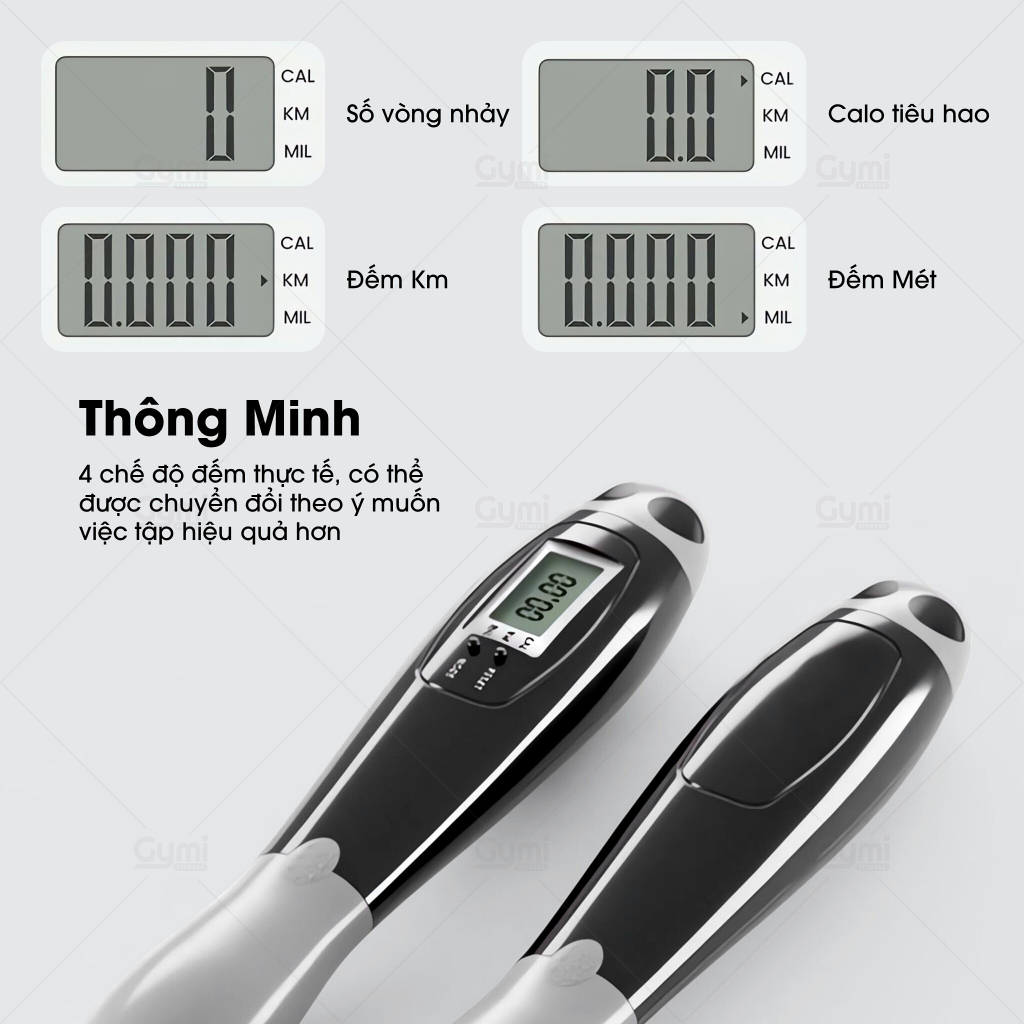 Dây Nhảy Thể Dục, Không Dây Đếm Số Vòng Tự Động Calo & Km, bóng lớn 65mm, 4 Chế Độ - DN04