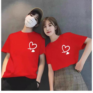 Áo đôi nam nữ in hình trái tim chất cotton thoáng mát ( GIÁ 1 ÁO) thấm hút không bong tróc