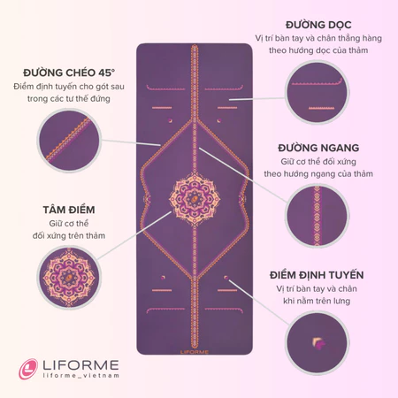 Thảm tập yoga Liforme Blossoming Lotus 4.2mm - Purple Earth