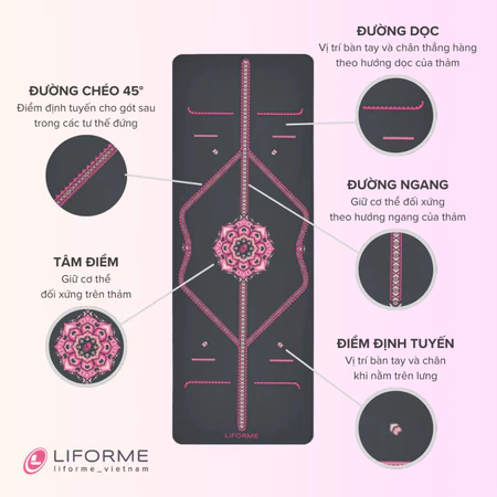 Thảm tập yoga Liforme Blossoming Lotus 4.2mm - Grey