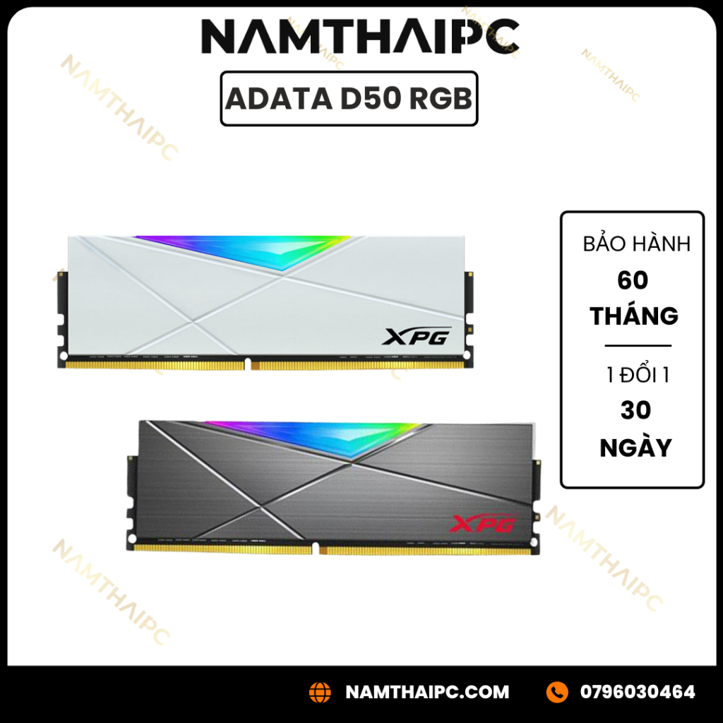 KIT 2 RAM DESKTOP ADATA XPG SPECTRIX D50 RGB GREY + WHITE 8GB (1X8GB ...