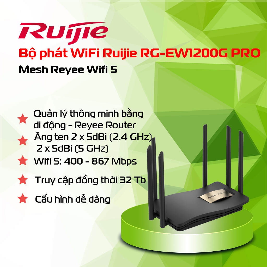 Bộ phát wifi thông minh Rujie RG-EW1200G PRO - Hỗ Trợ Mesh Reyee - Bảo ...