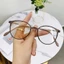 Gọng kính cận mắt kính đổi màu thời trang nữ mắt tròn không độ chống tia UV ánh sáng xanh thay được tròng cận ABICA 501
