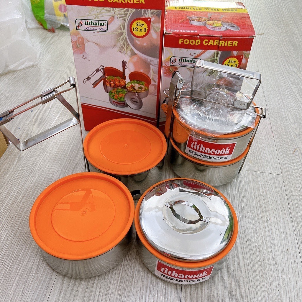 Hộp đựng cơm, thức ăn 2,3 ngăn tiện lợi- Cặp lòng đựng cơm bằng inox 304 chống trào kích thước (12cm,14cm)