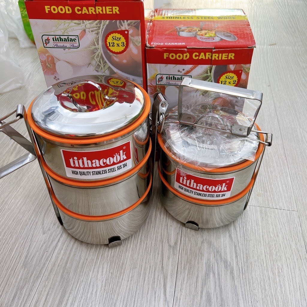Hộp đựng cơm, thức ăn 2,3 ngăn tiện lợi- Cặp lòng đựng cơm bằng inox 304 chống trào kích thước (12cm,14cm)