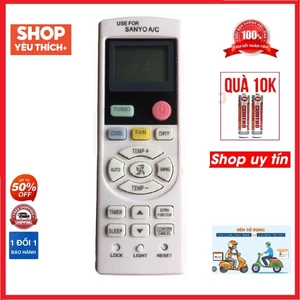 Điều khiển điều hòa SANYO nút hồng và nút TURBO loại tốt thay thế cho khiển zin theo máy -Tặng kèm pin