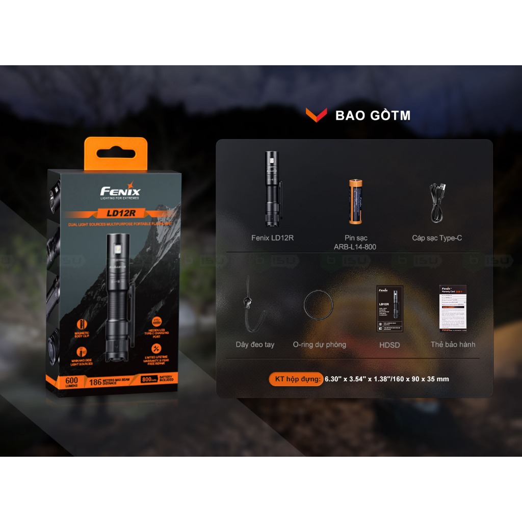 Đèn pin FENIX - LD12R (600 Lumens)