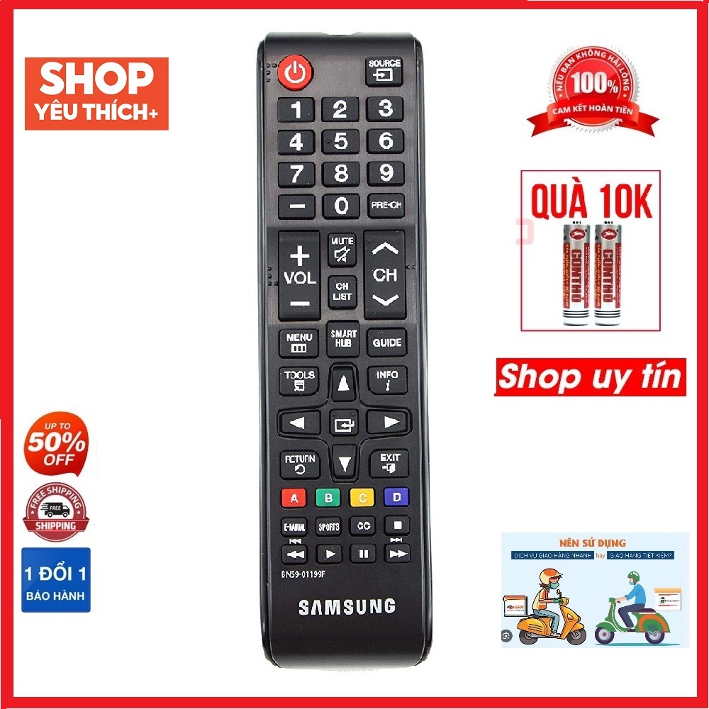 Điều Khiển TiVi SamSung BN59-01199F Nút SmartHub chính hãng zin theo máy - Tặng kèm pin chính hãng