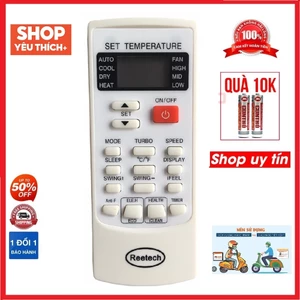 Điều khiển điều hòa Reetech YKR-H/002E mặt trắng viền đen và 1 nút đỏ bên phải dùng thay thế cho khiển theo máy