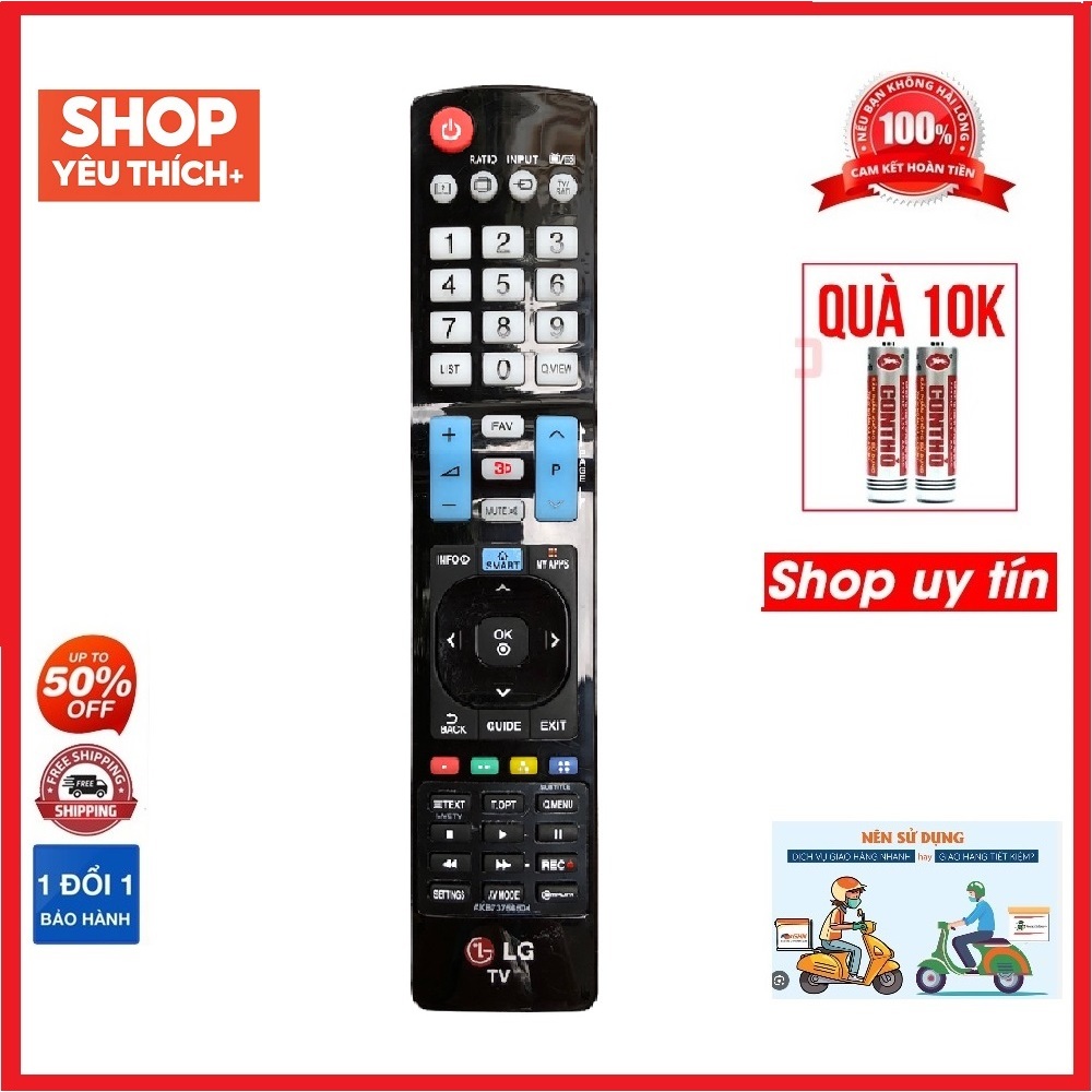 Điều khiển tivi LG AKB73756504 Xịn Đen Dài Lô Gô đỏ chính hãng zin theo máy -Tặng kèm pin - Remote LG AKB73756504