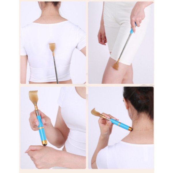 Cây Gậy Gãi Ngứa Cầm Tay Rút Gọn Đầu Lăn Tròn Thư Giãn Massage Thái Dương và Móc phơi