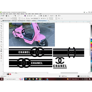 tem dán decal xe điện vc mẫu chane.l đủ màu sắc