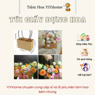 Túi Giấy Đựng Hoa Kraft Chống Dầu Xách Tay Basic YIYIHOME
