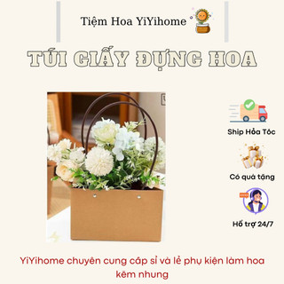 Túi Giấy Đựng Hoa Kraft Chống Dầu Xách Tay Basic YIYIHOME