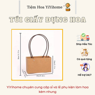 Túi Giấy Đựng Hoa Kraft Chống Dầu Xách Tay Basic YIYIHOME