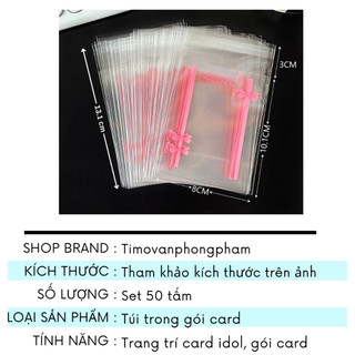 Túi Bóng Kính Dán Miệng Trong Suốt Đựng Card Đồ Gói Hàng Xinh Set 50 Cái Timo GQ38
