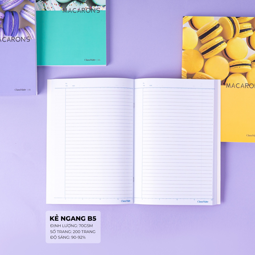 Vở Kẻ Ngang B5 Classmate Vở 200 Trang 70gsm Tập Vở Bìa Macarons Chống Nước Tập Viết Bài Cho Học Sinh NB5-20-0403