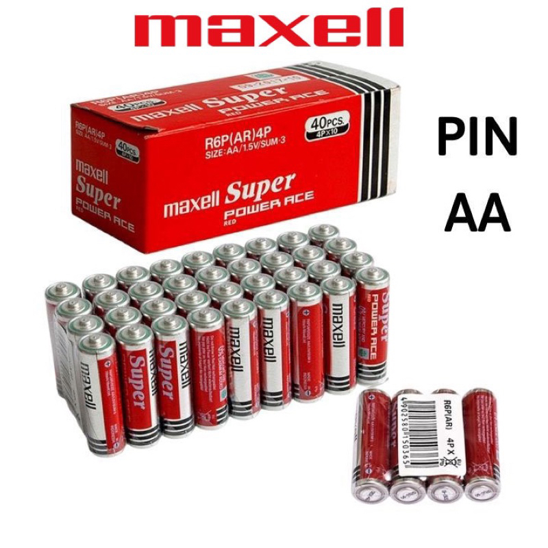 Hộp 40 viên pin Maxell Super đỏ AA ( 2A-1,5V) | Shopee Việt Nam