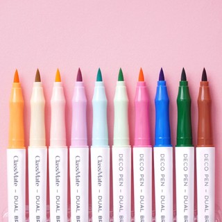 Bút Decor Pen 2 Đầu Classmate Bút Brush Viết Calligraphy Bộ 10 Màu Có Đầu Ngòi Đi Nét Siêu Mảnh Trang Trí Sổ Vở CL-MK001