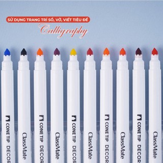 Bút Decor Pen Classmate Bộ 20 Màu Đầu Ngòi Chóp Nón Viết Calligraphy Cho Người Mới Học, Mực Nhiều Tô Màu CL-MK002