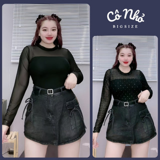 Áo thun bigsize nữ tay dài cổ tròn nhũ lưới cao cấp KÈM LÓT áo quây bên trong quyến rũ thời thượng cho nàng Chuppy G235