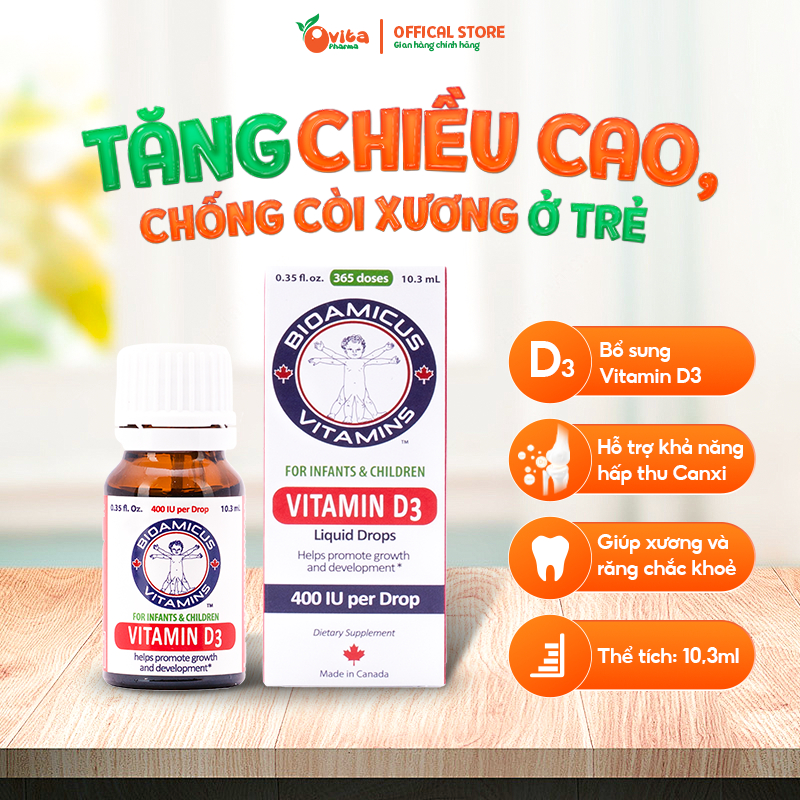 Vitamin D3 Bioamicus Cung Cấp Vitamin D3 Thuần Cho Bé, Hỗ Trợ Hệ Xương ...