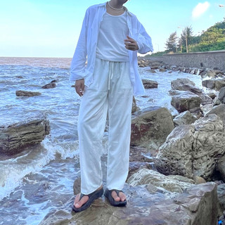 Quần suông nam,quần ống rộng nam nữ chất linen đũi thời trang cao cấp thoáng mát đi chơi đi biển du lịch hàn quốc [Q01]