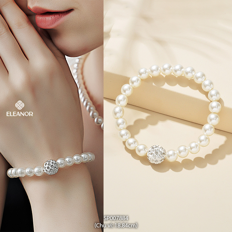 Vòng tay nữ Eleanor Accessories đính đá ngọc trai nhân tạo lắc tay lấp lánh phụ kiện trang sức 7097
