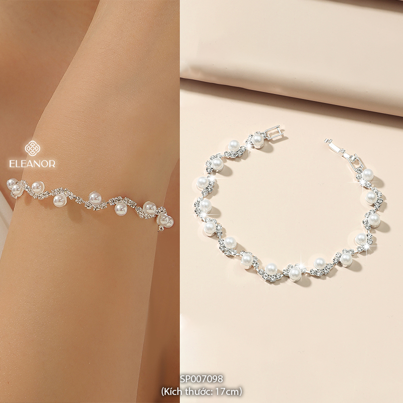 Vòng tay nữ Eleanor Accessories đính đá ngọc trai nhân tạo lắc tay lấp lánh phụ kiện trang sức 7097