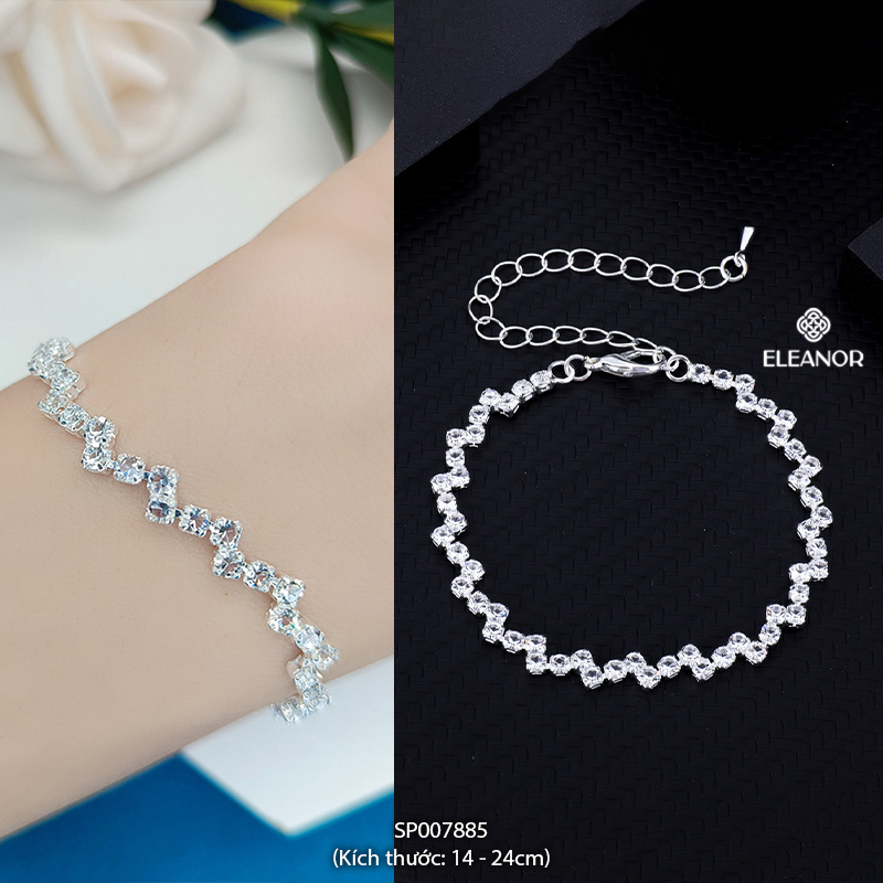 Vòng tay nữ Eleanor Accessories đính đá ngọc trai nhân tạo lắc tay lấp lánh phụ kiện trang sức 7097