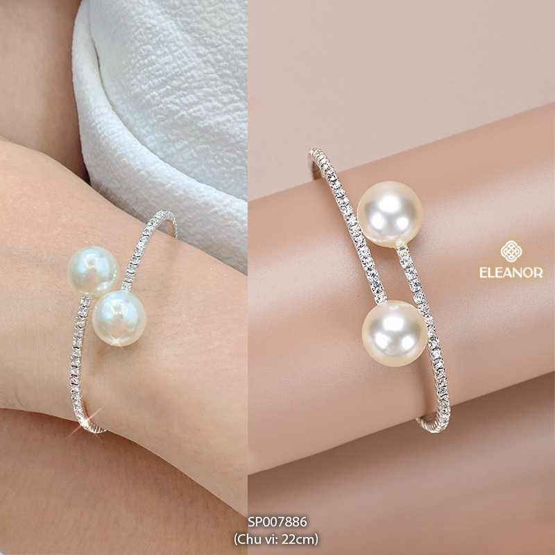 Vòng tay nữ Eleanor Accessories đính đá ngọc trai nhân tạo lắc tay lấp lánh phụ kiện trang sức 7097