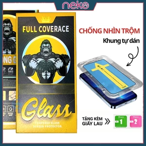 Kính Cường Lực Chống Nhìn Trộm và Trong Suốt có Khung Tự Dán Cho Iphone Full Màn x xr xs 11 12 13 14 15 16 pro max plus