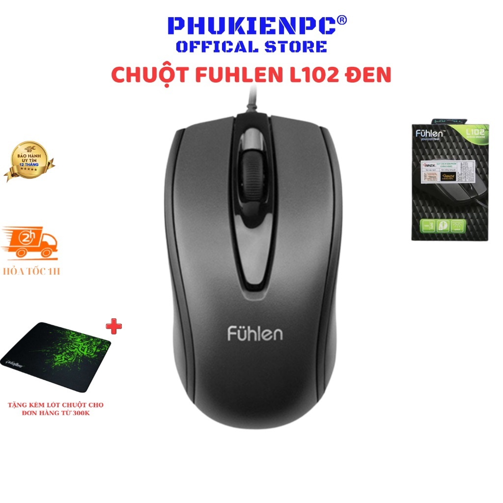 (Chính Hãng) Chuột Có Dây Fuhlen L102 1000 DPI Optical USB - Bảo Hành ...