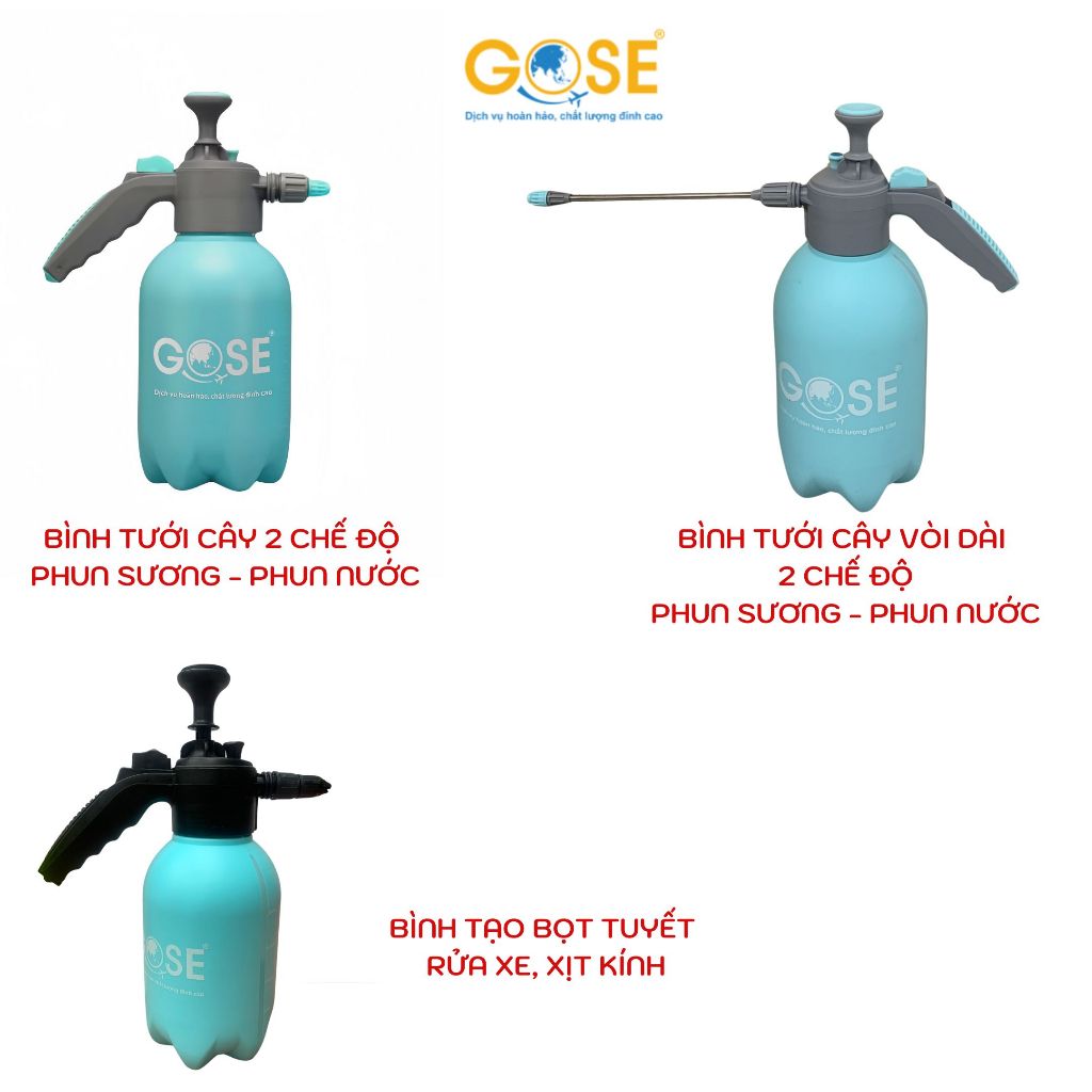 Ảnh Bình tưới cây vòi dài phun sương phun nước GOSE cao cấp 2L/3L có khóa tự động 2